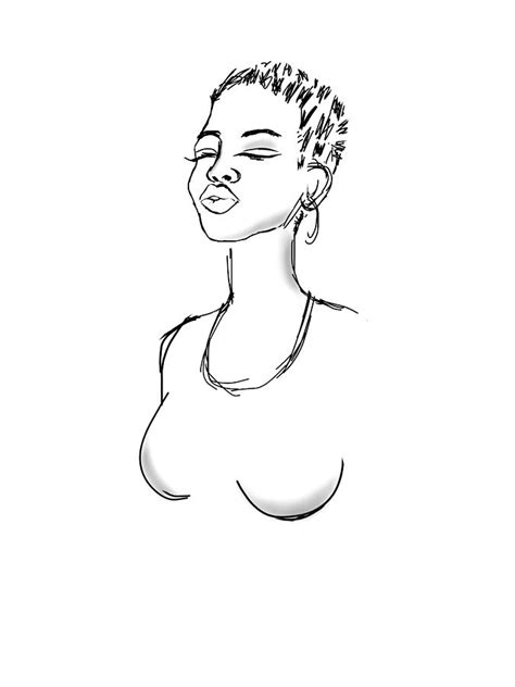 Line Art Busty Girl With Short Hair Digital Art By Philip Kognac Fine Art America