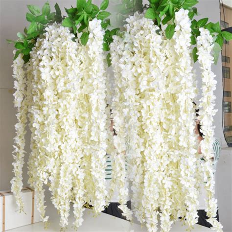 White Wisteria Garland 70 Hanging Flowers 5pcs For Outdoor Wedding