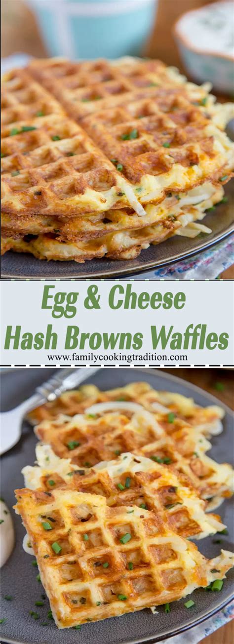 Cook about 5 minutes until waffle is golden brown and crispy and remove from waffle maker. EGG & CHEESE HASH BROWN WAFFLES | Waffle iron recipes ...