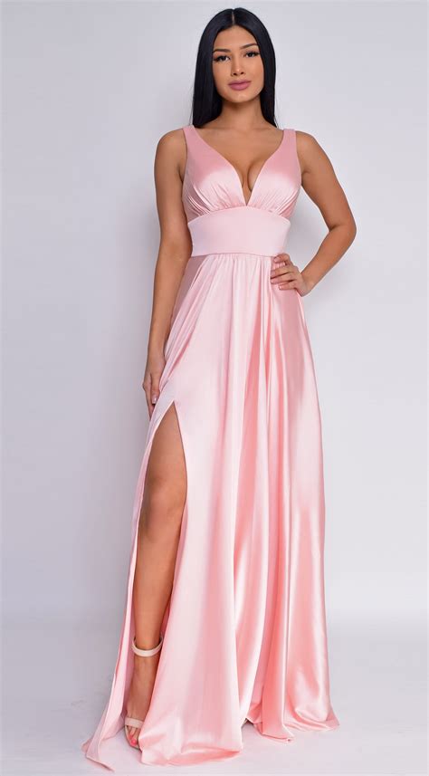 Everleigh Blush Pink Satin Gown In 2023 Satin Gown Pink Satin Gown