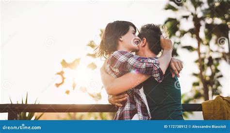 Happy Lesbian Couple Embracing Outdoor Young Gay Women Having A Tender Romantic Moment At