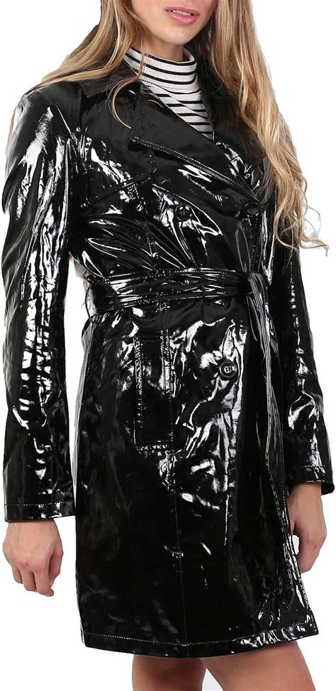 Pilot® Womens Vinyl Trench Coat In Black Size Uk 14 Uk