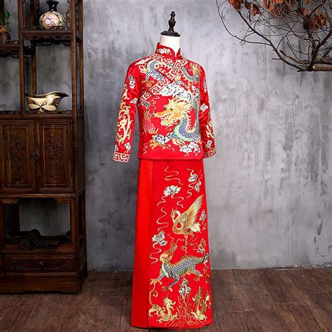 New Arrival Male Red Cheongsam Chinese Style Costume The Groom Dress