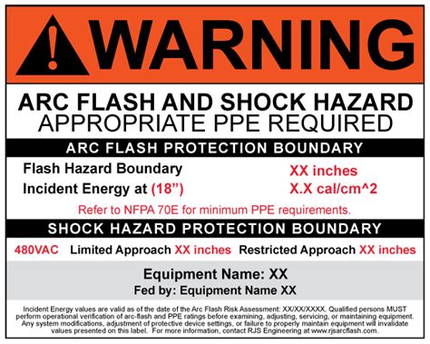 Nfpa E Arc Flash Safety Labels Rjs Engineering Nfpa E Arc Flash