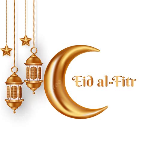 Idul Fitri Emas Islam Dengan Bulan Dan Masjid Png Desain Eid Al Fitr