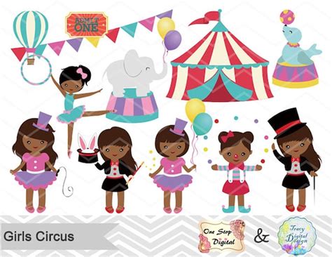 Instant Download Circus Clip Art African American Girls