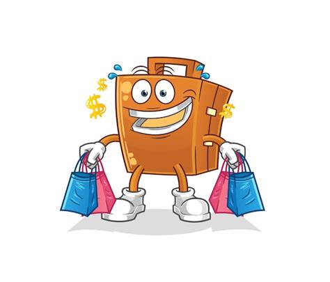 premium vector suitcase shoping mascot cartoon vector