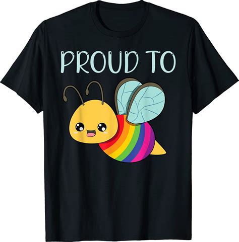 Proud To Be Gay Happy Bee In Lgbt Colors T Shirt Uk Clothing