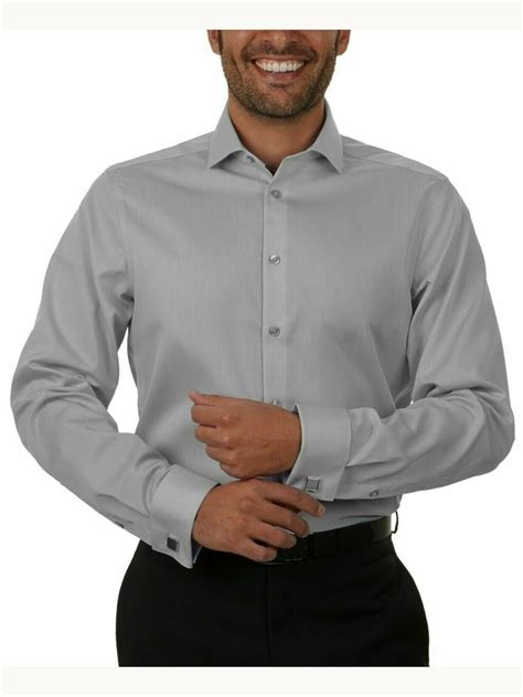Kenneth Cole Mens Gray Collared Dress Shirt Xl 17175 3435