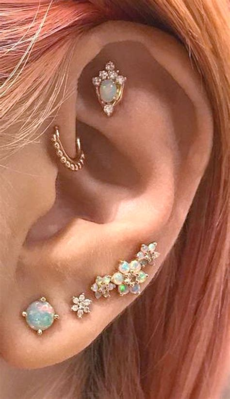 Cute Opal Ear Piercing Ideas For Women Ear Jewelry Ear Piercings