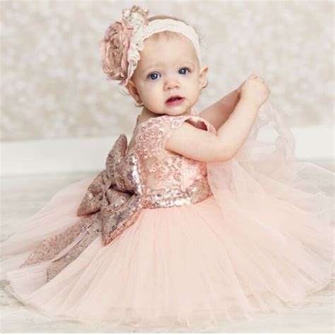 Baby Girl Dress Sequins Bow Christmas Baby 1st Birthday Wedding Party