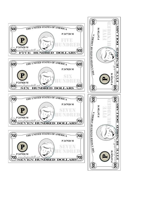 Printable Play Money Sheets