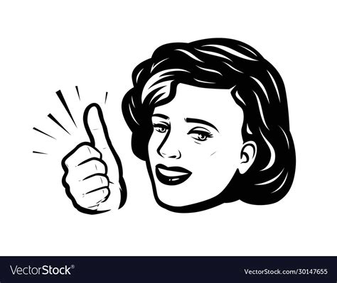 Beautiful Girl Or Young Woman Showing Thumbs Up Vector Image