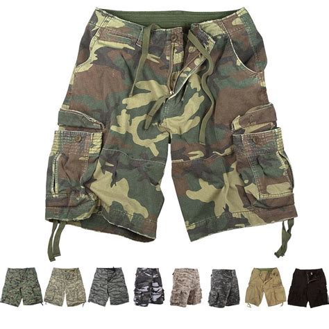 Mens Vintage Camo Cargo Shorts Army Military Tactical Infantry Utility
