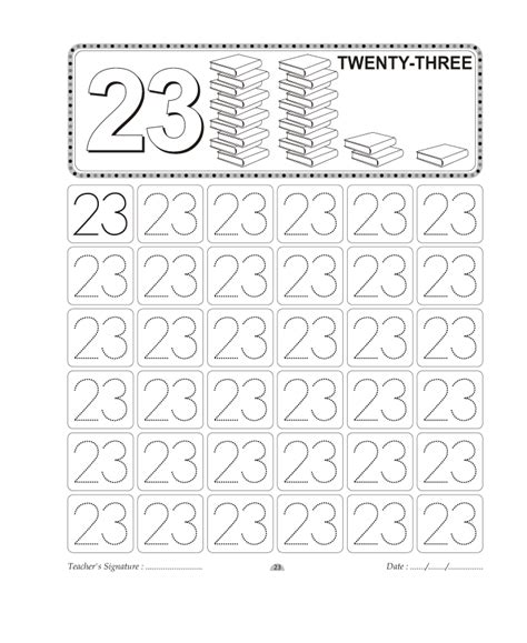 Number Tracing worksheet - 23 | Homeschooling: Number Tracing