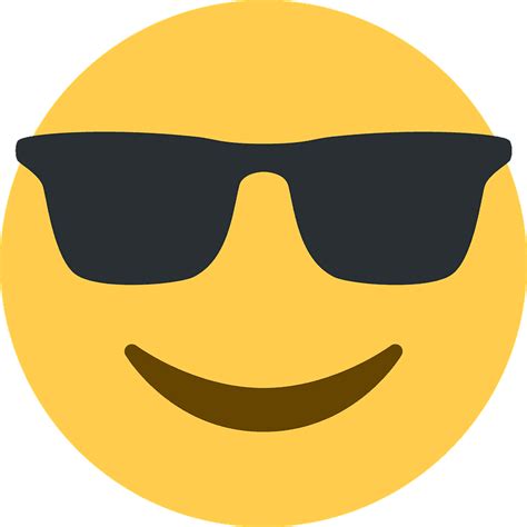Cute Smiling Emoticon Wearing Black Sunglasses Premium Vector Png