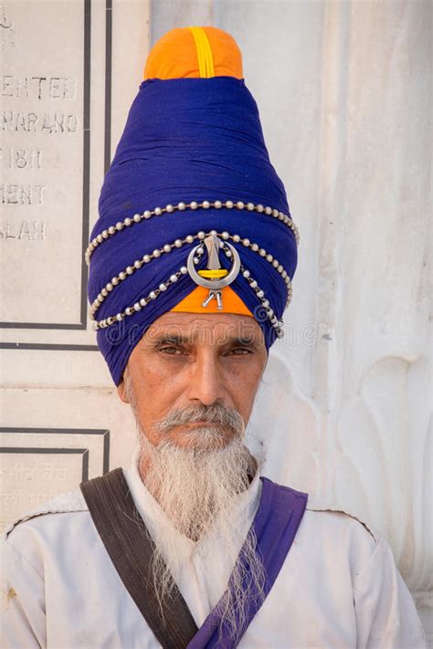 Portrait Sikh Man In Golden Temple Amritsar Punjab India Close Up Editorial Image Image Of