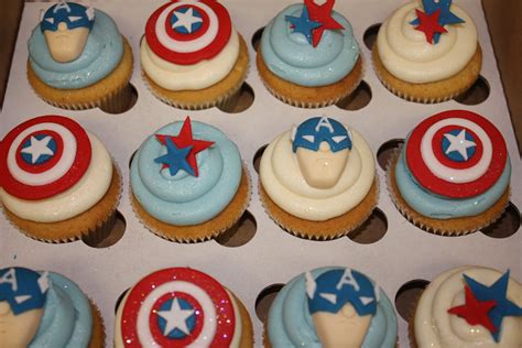 Avengers 15 piece birthday cake topper set featuring captain america, iron man captain america edible party cake topper decoration cake image frosting sheet. The Little House of Cupcakes: Captain America cupcakes