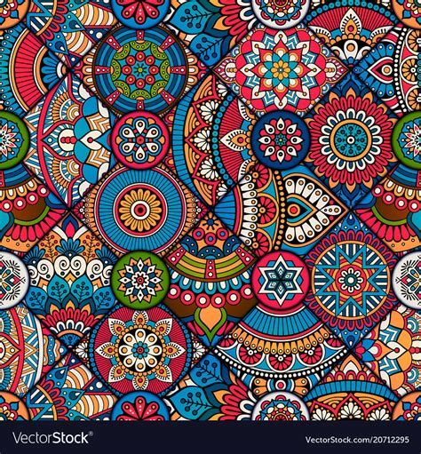 Ethnic Floral Seamless Pattern Royalty Free Vector Image