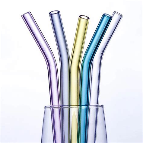 colorful reusable bent glass drinking straws perfect for smoothies cocktail juice buy glass
