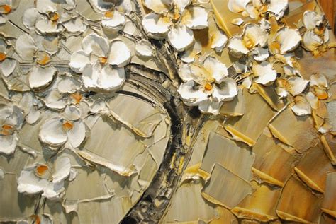 Original Tree Painting Abstract White Cherry By Modernhouseart