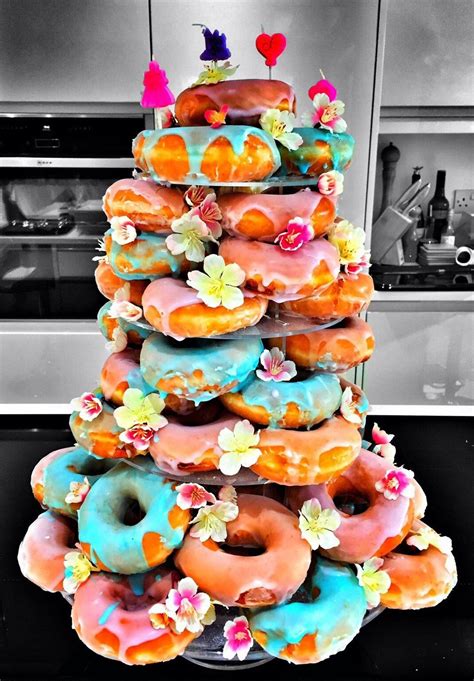 donut tower uploaded to reddit by qyzyz tropical birthday party aloha