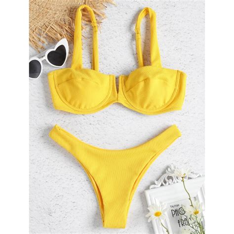Buy Brazilian Bikini Set 2019 Yellow Swimsuit Swimwear Women Sexy Push Up Women