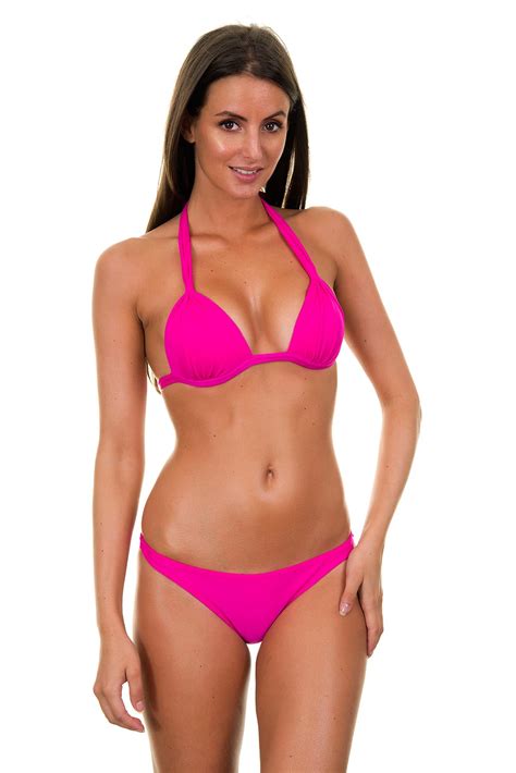 Rose Ombre Triangle Padded Top Self Tie Swimwear Bikini Hot Sex Picture