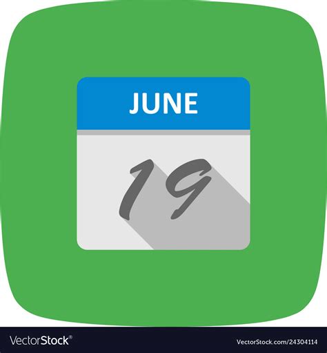 June 19th Date On A Single Day Calendar Royalty Free Vector