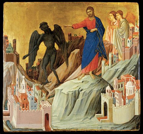 The Temptation Of Christ On The Mountain Painting By Duccio Di