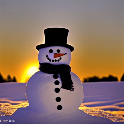 Snowman At Sunset · Creative Fabrica