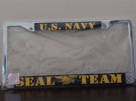 United States Navy Seal Team Raised Letters Chrome License Plate Frame Ebay