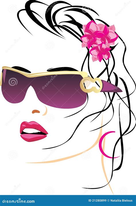 Portrait Of Beautiful Woman With Glasses Stock Vector Illustration Of