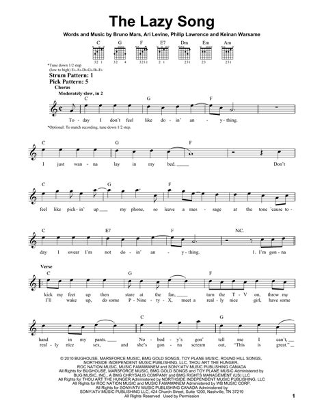 Includes transpose, capo hints, changing speed and much more. The Lazy Song | Sheet Music Direct