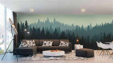 Lush, green forest wall murals instantly add a serene feel to any room. Charming Forest Themed Wall Murals | Forest wall mural ...