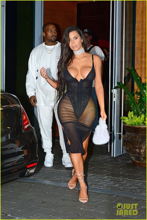 Kim Kardashian Shows Off Major Cleavage In Sexy Sheer Dress For Kanye West S Miami Concert