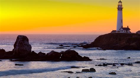 Pigeon Point Lighthouse At Sunset California Usa Windows 10