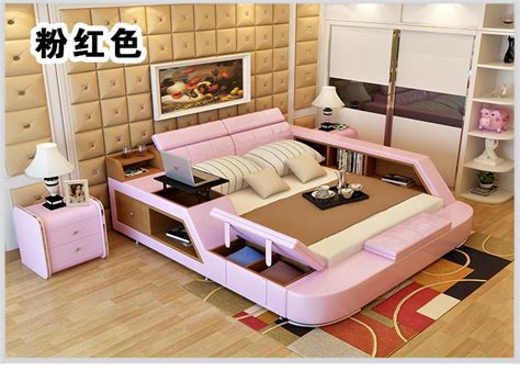 Marco de cama de cuero auténtico para el hogar muebles de dormitorio