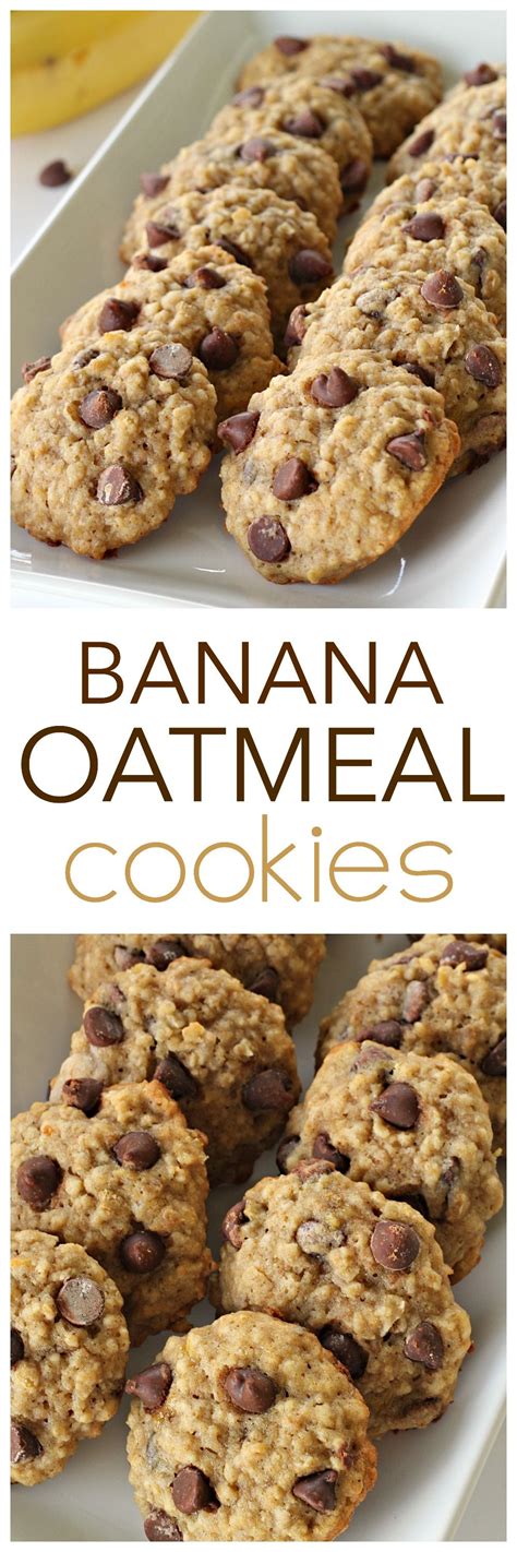 I made these 3 ingredient chocolate chip cookies with 2 very ripe bananas and rolled oats and the brand enjoy dark chocolate chips as they're gluten. Banana Oatmeal Cookies | Banana oatmeal cookies, Desserts ...