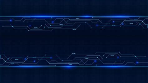 Banner From Blue Glowing Neon Circuit Board Lines Circuit Board