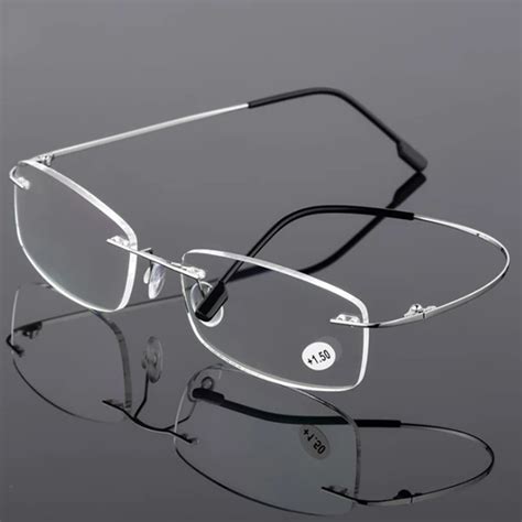buy ultralight rimless reading glasses men metal alloy women square eyeglasses