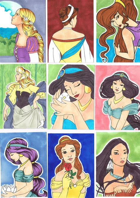 disney inspired aceo artist trading cards by lamorien on deviantart