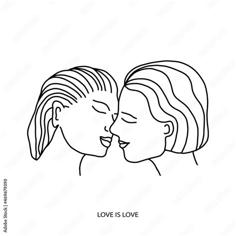 a lesbian kiss vector illustration isolated on a white background two girls kissing the