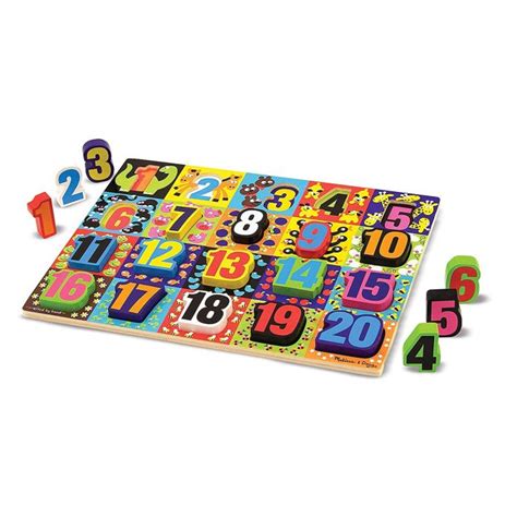 Melissa And Doug Jumbo Numbers Wooden Chunky Puzzle 20 Pcs