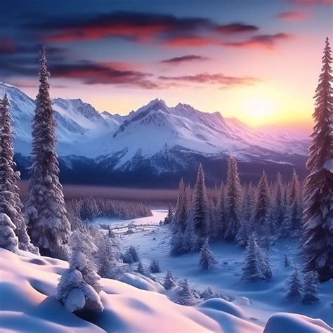 Premium Ai Image Fantastic Winter Landscape With Snow Covered Fir