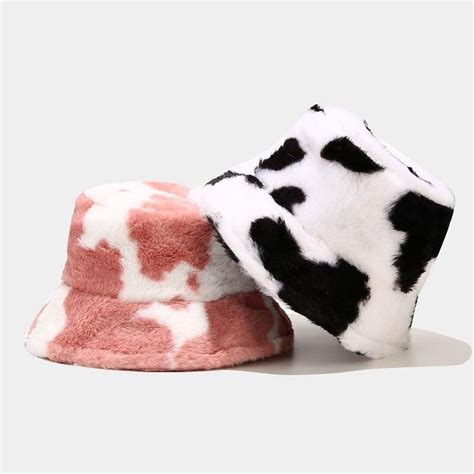 Fluffy Cow Bucket Hat 💗 In 2021 Bucket Hat Women Bucket Hat Fashion