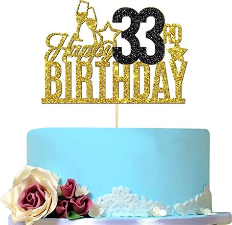 Happy 33rd Birthday Cake Topper Thirty Three Year Old Cake Topper
