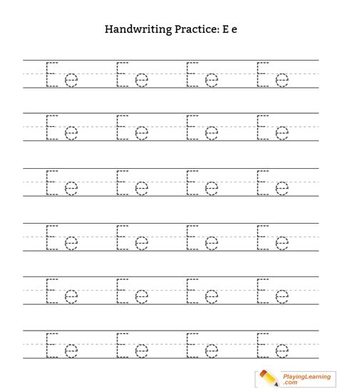Handwriting Practice Letter E Free Handwriting Practice Letter E