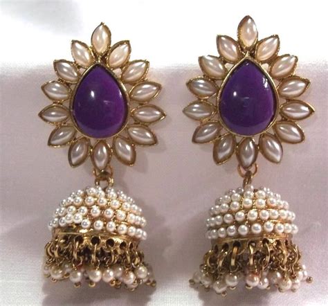 Aashiqui 2 Earrings Purple Polki Pearls Jhumka Earrings Shree Mauli Creation 210248