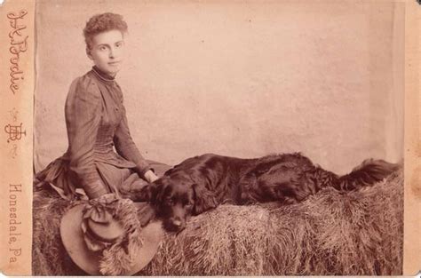 Vintage Photograph Of Lady With Black Dog Dog Photograph